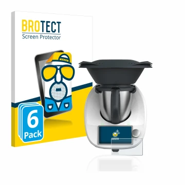 Vorderseite einer Produktverpackung mit dem Markenlogo BROTECT. Daneben ist das Gerät Vorwerk Thermomix TM6 mit dem zugehörige