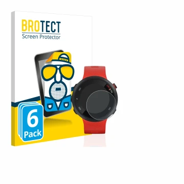 Vorderseite einer Produktverpackung mit dem Markenlogo BROTECT. Daneben ist das Gerät Garmin Forerunner 45 mit dem zugehörigen