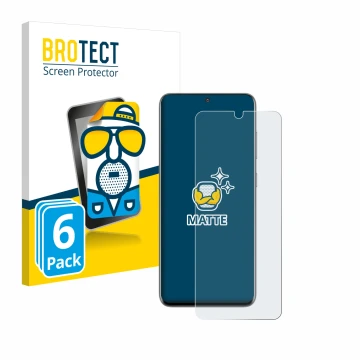 Vorderseite einer Produktverpackung mit dem Markenlogo BROTECT. Daneben ist das Gerät Samsung Galaxy S20 mit dem zugehörigen D