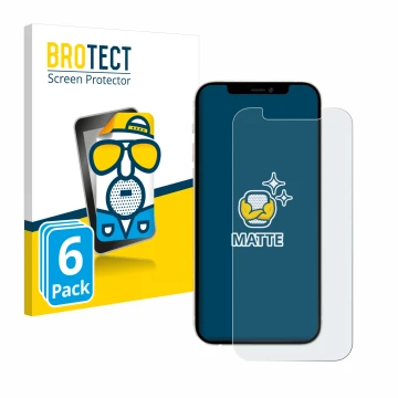 Vorderseite einer Produktverpackung mit dem Markenlogo BROTECT. Daneben ist das Gerät Apple iPhone 12 Pro mit dem zugehörigen 