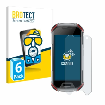 Vorderseite einer Produktverpackung mit dem Markenlogo BROTECT. Daneben ist das Gerät Unihertz Atom L mit dem zugehörigen Disp