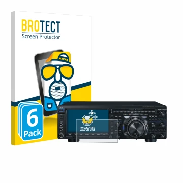 Vorderseite einer Produktverpackung mit dem Markenlogo BROTECT. Daneben ist das Gerät Yaesu FT-DX101D mit dem zugehörigen Disp