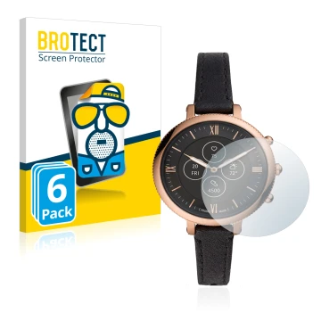 Vorderseite einer Produktverpackung mit dem Markenlogo BROTECT. Daneben ist das Gerät Fossil Monroe Hybrid HR mit dem zugehöri