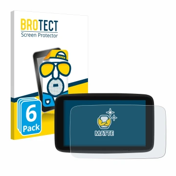 Vorderseite einer Produktverpackung mit dem Markenlogo BROTECT. Daneben ist das Gerät TomTom GO Discover 7