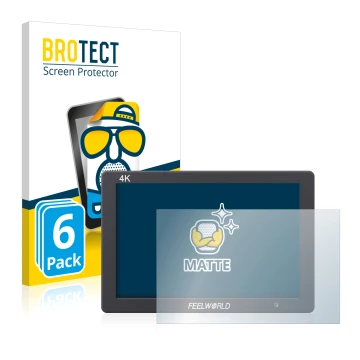 Vorderseite einer Produktverpackung mit dem Markenlogo BROTECT. Daneben ist das Gerät Feelworld FW279 7