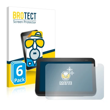 Vorderseite einer Produktverpackung mit dem Markenlogo BROTECT. Daneben ist das Gerät Amazon Echo Show 8 2021 (2. Gen.) mit de