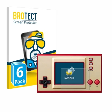 Vorderseite einer Produktverpackung mit dem Markenlogo BROTECT. Daneben ist das Gerät Nintendo Game & Watch Super Mario Bros m