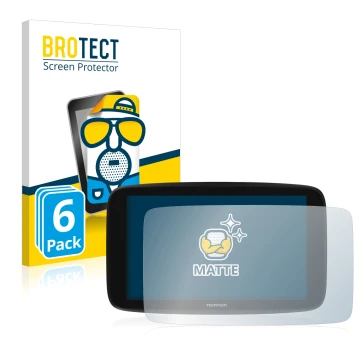 Vorderseite einer Produktverpackung mit dem Markenlogo BROTECT. Daneben ist das Gerät TomTom Go Expert 6