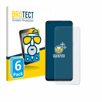 Vorderseite einer Produktverpackung mit dem Markenlogo BROTECT. Daneben ist das Gerät realme GT Master Edition mit dem zugehör