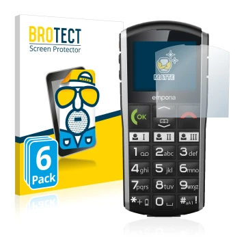 Vorderseite einer Produktverpackung mit dem Markenlogo BROTECT. Daneben ist das Gerät Emporia Simplicity mit dem zugehörigen D