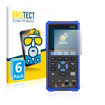 Vorderseite einer Produktverpackung mit dem Markenlogo BROTECT. Daneben ist das Gerät Owon HDS 200 Series mit dem zugehörigen 