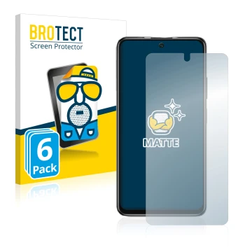 Vorderseite einer Produktverpackung mit dem Markenlogo BROTECT. Daneben ist das Gerät Xiaomi Poco M4 Pro 5G mit dem zugehörige