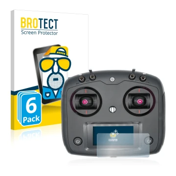 Vorderseite einer Produktverpackung mit dem Markenlogo BROTECT. Daneben ist das Gerät FlySky FS-i6S mit dem zugehörigen Displa