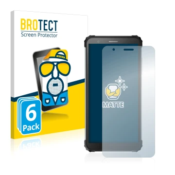 Vorderseite einer Produktverpackung mit dem Markenlogo BROTECT. Daneben ist das Gerät Blackview BV6600 Pro mit dem zugehörigen