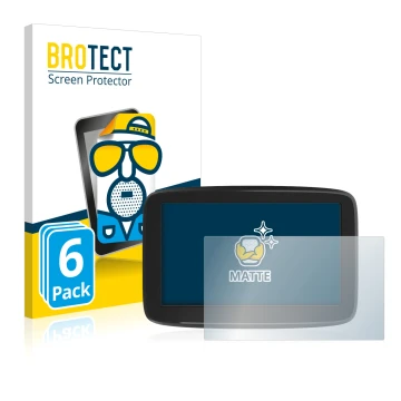 Vorderseite einer Produktverpackung mit dem Markenlogo BROTECT. Daneben ist das Gerät TomTom GO Classic 5