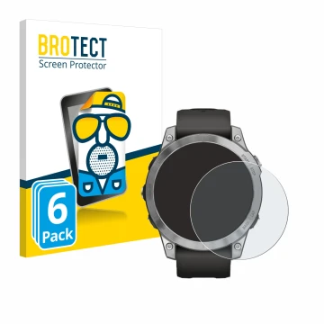 Vorderseite einer Produktverpackung mit dem Markenlogo BROTECT. Daneben ist das Gerät Garmin Fenix 7 (47 mm) mit dem zugehörig