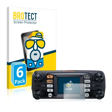 Vorderseite einer Produktverpackung mit dem Markenlogo BROTECT. Daneben ist das Gerät Yaesu FTM-300DE mit dem zugehörigen Disp