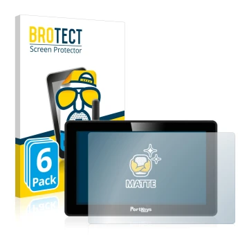 Vorderseite einer Produktverpackung mit dem Markenlogo BROTECT. Daneben ist das Gerät Portkeys BM5 WR mit dem zugehörigen Disp