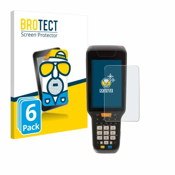 Vorderseite einer Produktverpackung mit dem Markenlogo BROTECT. Daneben ist das Gerät Datalogic Skorpio X5 mit dem zugehörigen