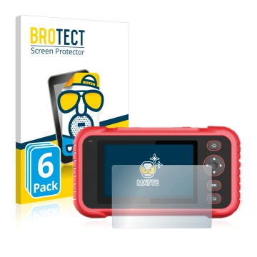 Vorderseite einer Produktverpackung mit dem Markenlogo BROTECT. Daneben ist das Gerät Launch CRP 123 / 129 EVO mit dem zugehör