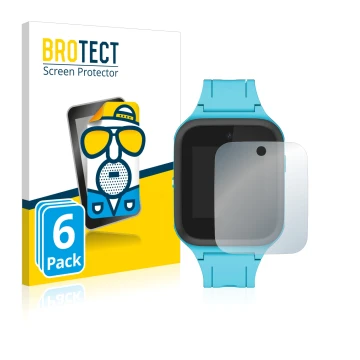 Vorderseite einer Produktverpackung mit dem Markenlogo BROTECT. Daneben ist das Gerät TCL Movetime Family Watch MT40 mit dem z