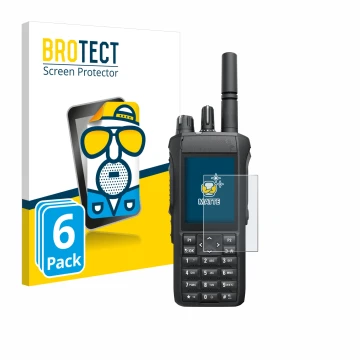 Vorderseite einer Produktverpackung mit dem Markenlogo BROTECT. Daneben ist das Gerät Motorola R7 mit dem zugehörigen Displays