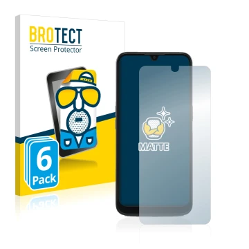 Vorderseite einer Produktverpackung mit dem Markenlogo BROTECT. Daneben ist das Gerät Doro 8100 PLUS mit dem zugehörigen Displ