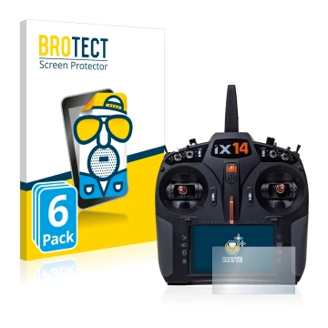 Vorderseite einer Produktverpackung mit dem Markenlogo BROTECT. Daneben ist das Gerät Spektrum iX14 mit dem zugehörigen Displa