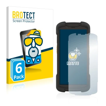 Vorderseite einer Produktverpackung mit dem Markenlogo BROTECT. Daneben ist das Gerät Zebra TC73 mit dem zugehörigen Displaysc