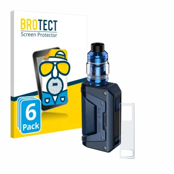 Vorderseite einer Produktverpackung mit dem Markenlogo BROTECT. Daneben ist das Gerät GeekVape Aegis Legend 2 L200 mit dem zug