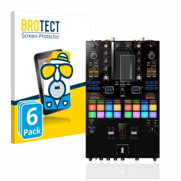 Vorderseite einer Produktverpackung mit dem Markenlogo BROTECT. Daneben ist das Gerät Pioneer DJM-S11 mit dem zugehörigen Disp