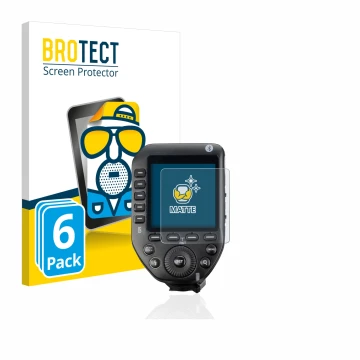 Vorderseite einer Produktverpackung mit dem Markenlogo BROTECT. Daneben ist das Gerät Godox XPro II mit dem zugehörigen Displa