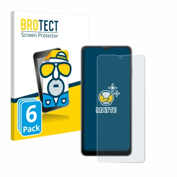 Vorderseite einer Produktverpackung mit dem Markenlogo BROTECT. Daneben ist das Gerät Blackview A53 mit dem zugehörigen Displa