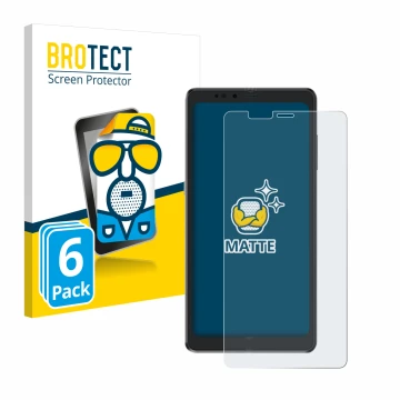 Vorderseite einer Produktverpackung mit dem Markenlogo BROTECT. Daneben ist das Gerät Hisense A9 mit dem zugehörigen Displaysc