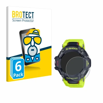 Vorderseite einer Produktverpackung mit dem Markenlogo BROTECT. Daneben ist das Gerät Casio G-Shock GBD-H2000 mit dem zugehöri