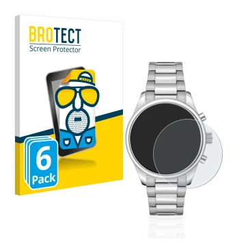 Vorderseite einer Produktverpackung mit dem Markenlogo BROTECT. Daneben ist das Gerät Hugo Boss Chronograph 58114171 mit dem z