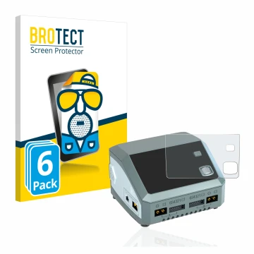 Vorderseite einer Produktverpackung mit dem Markenlogo BROTECT. Daneben ist das Gerät SkyRc D200 neo mit dem zugehörigen Displ