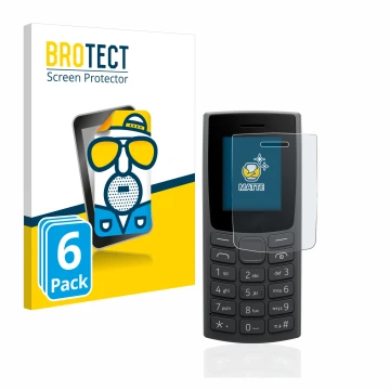 Vorderseite einer Produktverpackung mit dem Markenlogo BROTECT. Daneben ist das Gerät Nokia 110 (2023) mit dem zugehörigen Dis