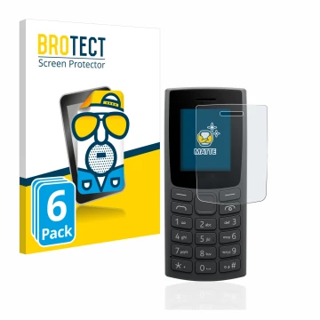 Vorderseite einer Produktverpackung mit dem Markenlogo BROTECT. Daneben ist das Gerät Nokia 105 (2023) mit dem zugehörigen Dis