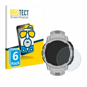 Vorderseite einer Produktverpackung mit dem Markenlogo BROTECT. Daneben ist das Gerät Garmin Instinct 2S Solar (40 mm) mit dem