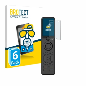 Vorderseite einer Produktverpackung mit dem Markenlogo BROTECT. Daneben ist das Gerät Sofabaton X1 mit dem zugehörigen Display