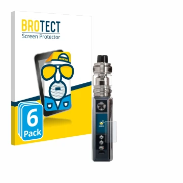 Vorderseite einer Produktverpackung mit dem Markenlogo BROTECT. Daneben ist das Gerät Voopoo Drag M100S mit dem zugehörigen Di