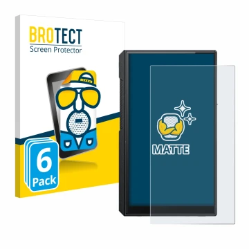 Vorderseite einer Produktverpackung mit dem Markenlogo BROTECT. Daneben ist das Gerät FiiO M11s mit dem zugehörigen Displaysch