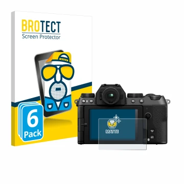 Vorderseite einer Produktverpackung mit dem Markenlogo BROTECT. Daneben ist das Gerät Fujifilm X-S20 mit dem zugehörigen Displ