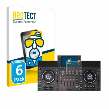 Vorderseite einer Produktverpackung mit dem Markenlogo BROTECT. Daneben ist das Gerät Denon DJ SC LIVE 4 mit dem zugehörigen D