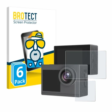 Vorderseite einer Produktverpackung mit dem Markenlogo BROTECT. Daneben ist das Gerät Akaso Brave 4 Pro mit dem zugehörigen Di