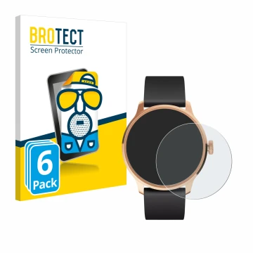 Vorderseite einer Produktverpackung mit dem Markenlogo BROTECT. Daneben ist das Gerät Withings ScanWatch Light mit dem zugehör