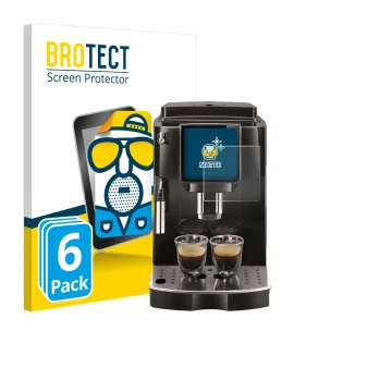 Vorderseite einer Produktverpackung mit dem Markenlogo BROTECT. Daneben ist das Gerät DeLonghi Magnifica Start ECAM222.60 mit 