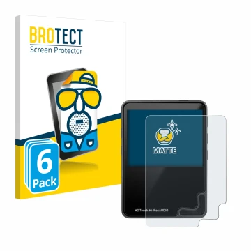Vorderseite einer Produktverpackung mit dem Markenlogo BROTECT. Daneben ist das Gerät HifiWalker H2 touch mit dem zugehörigen 