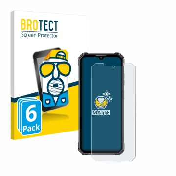 Vorderseite einer Produktverpackung mit dem Markenlogo BROTECT. Daneben ist das Gerät Oukitel WP28 mit dem zugehörigen Display